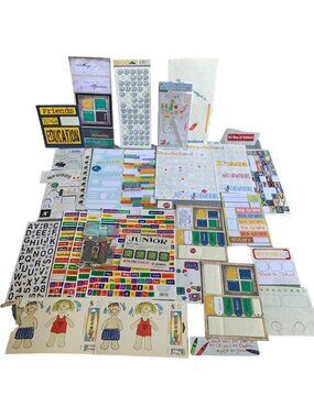 Back To School Scrapbooking Supplies Kit: Stickers Labels & Papers